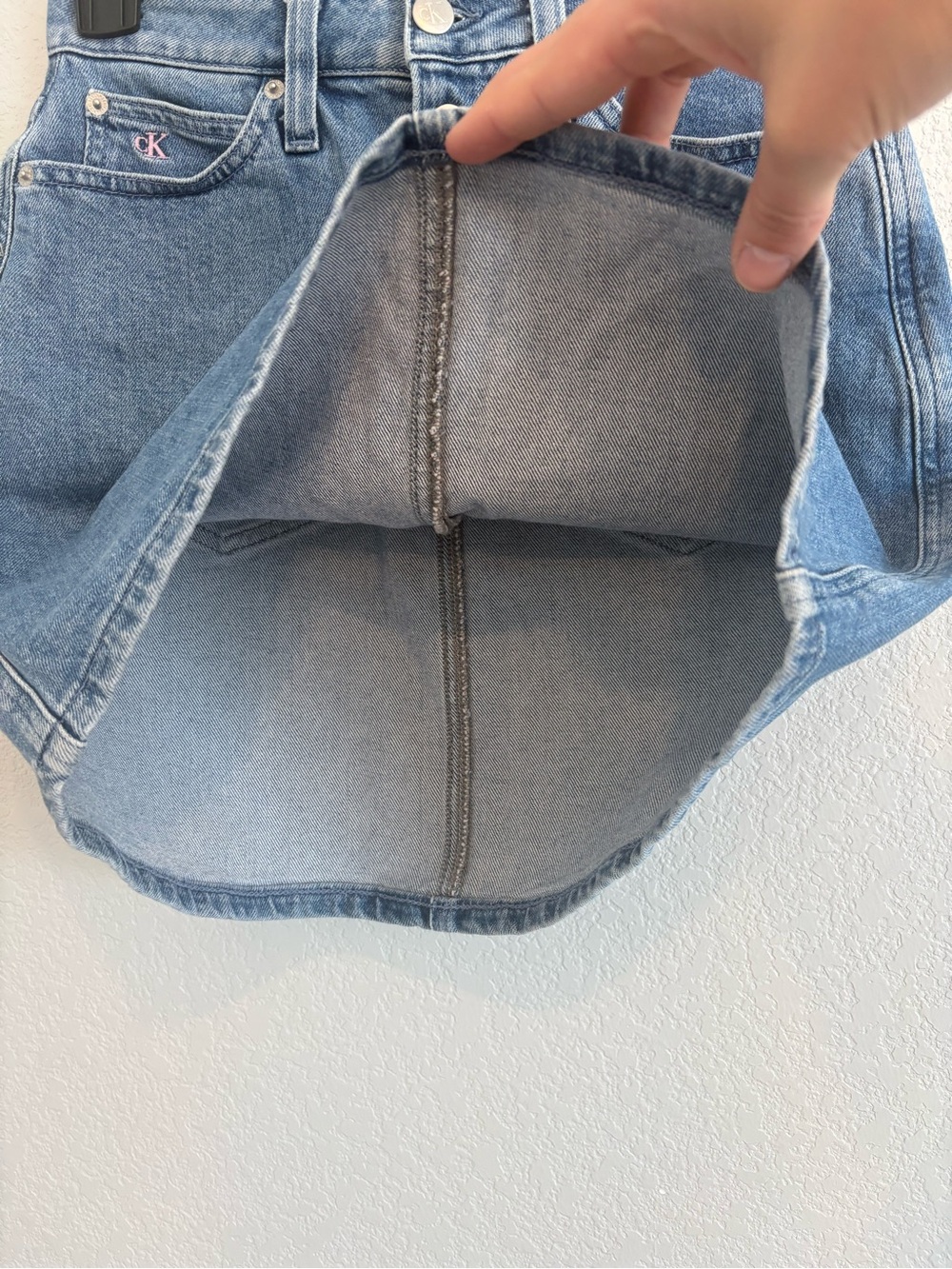 Calvin Klein CK1 High Rise Denim Mini Skirt Button Fly Y2K Women’s W25 - Picture 6 of 15